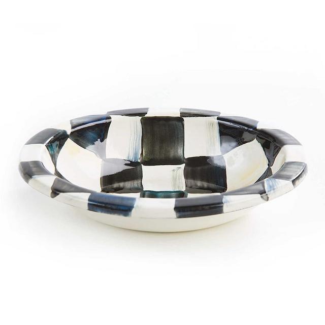 MacKenzie-Childs Courtly Check Enamel Soap Dish, Cute Soap-Bar Holder for Bathroom and Kitchen Use