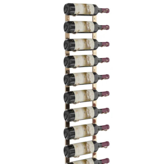 W Series Wine Rack 4 (wall mounted metal bottle storage)- golden bronze, single bottle depth