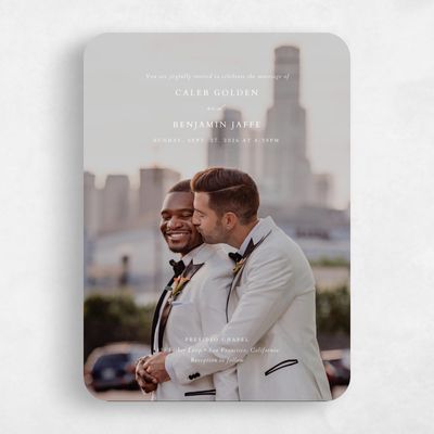 White Rounded Wedding Invitation - Portree Photo
