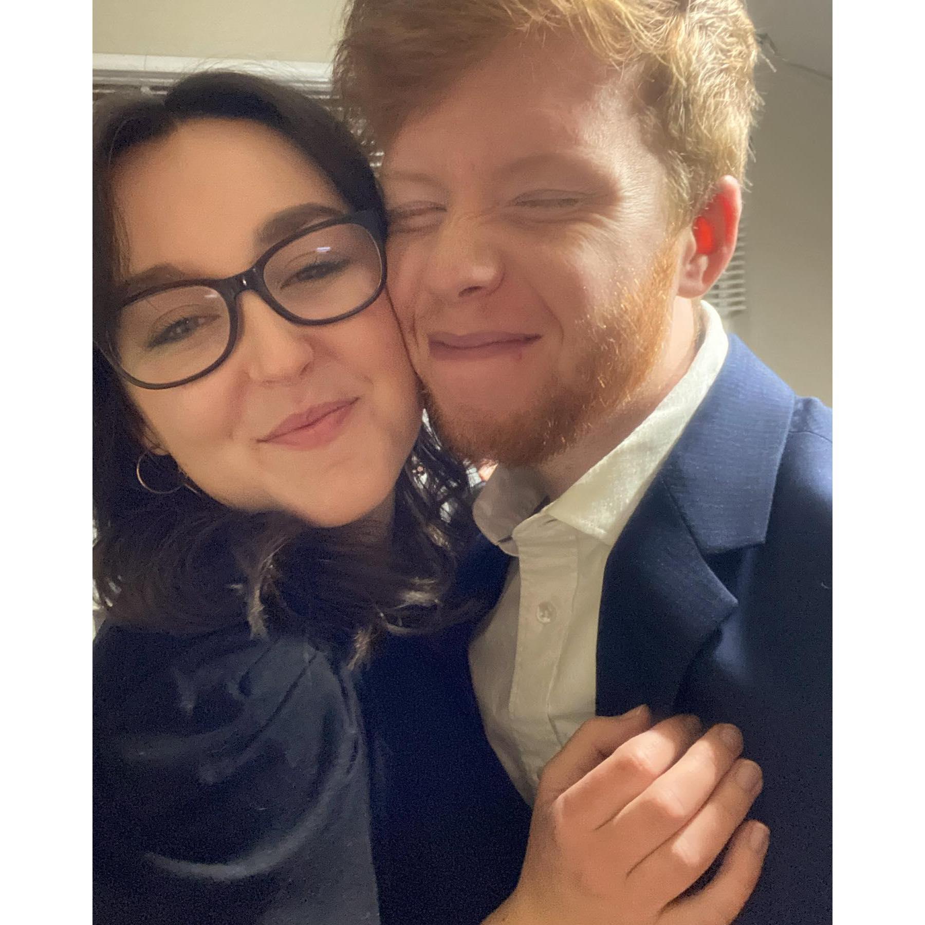 This picture is from our very first date! All dressed up to go to the Olive Garden.