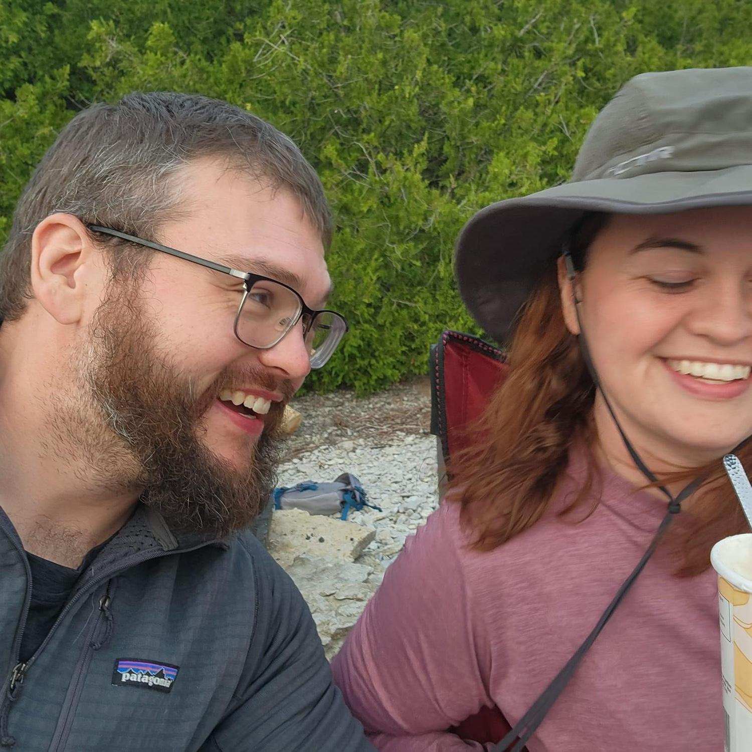 Laughing on Hook Island, a camping trip that was significant in our growing love. One of our greatest strengths is our ability to find joy together no matter the circumstances!