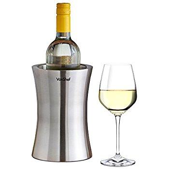 VonShef Stainless Steel Wine Cooler Double Walled Wine Bottle Chiller Holder