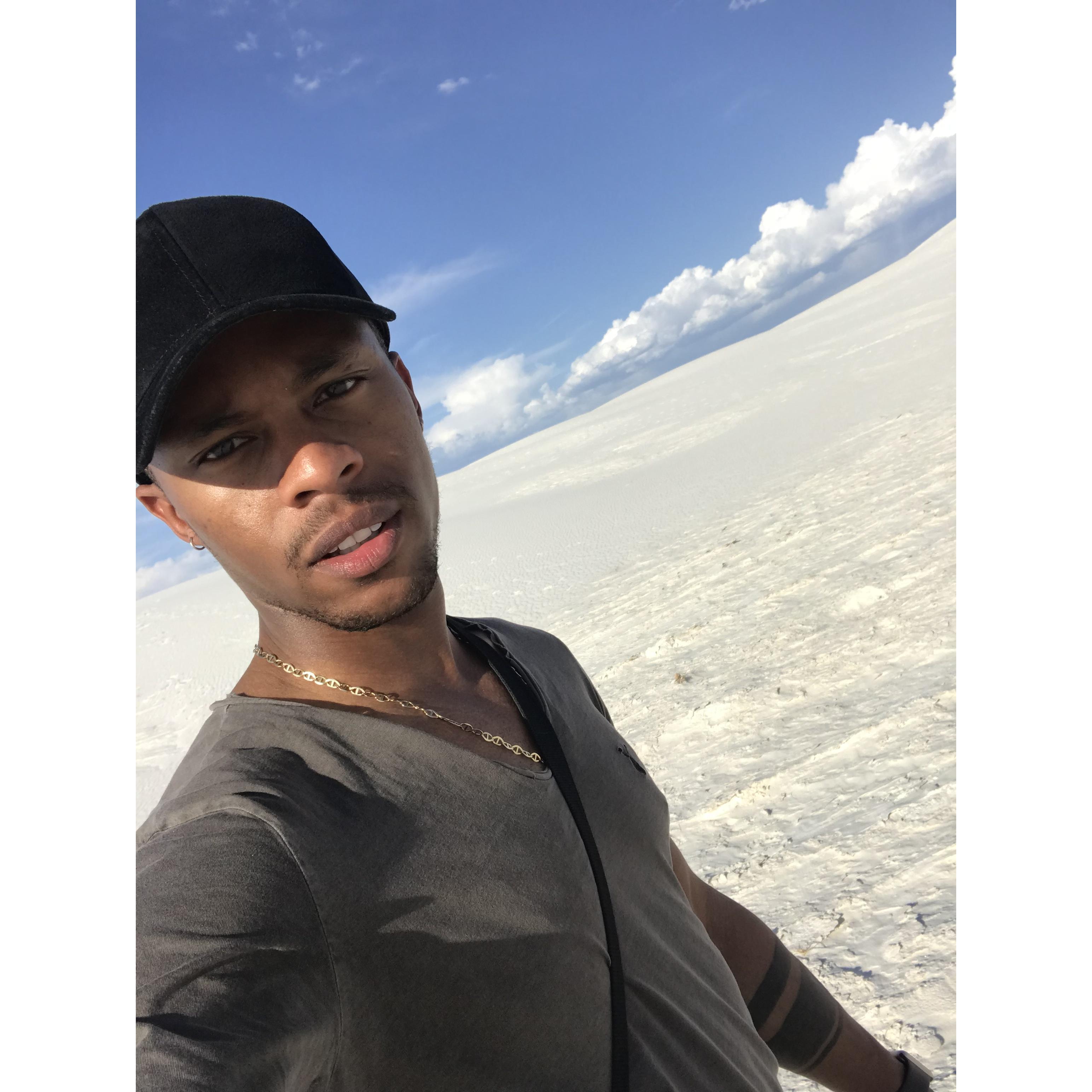 David chasing dreams in White Sands, NM