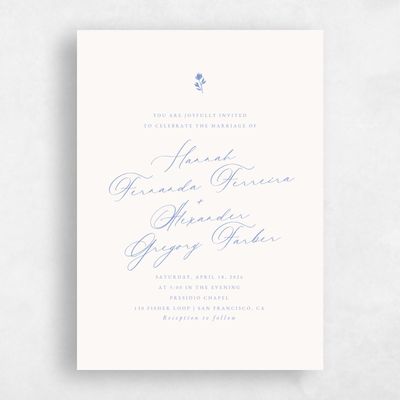 Blue Elegant Wedding Invitation - Kiruna Portrait