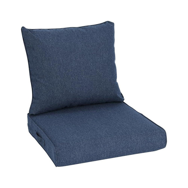 Aoodor 25" x 25" Patio Deep Seat Cushion Set, Water Resistant & Fade Resistant Outdoor Furniture Cushions with Adjustable Straps for Patio, Deck, Garden, Navy Blue