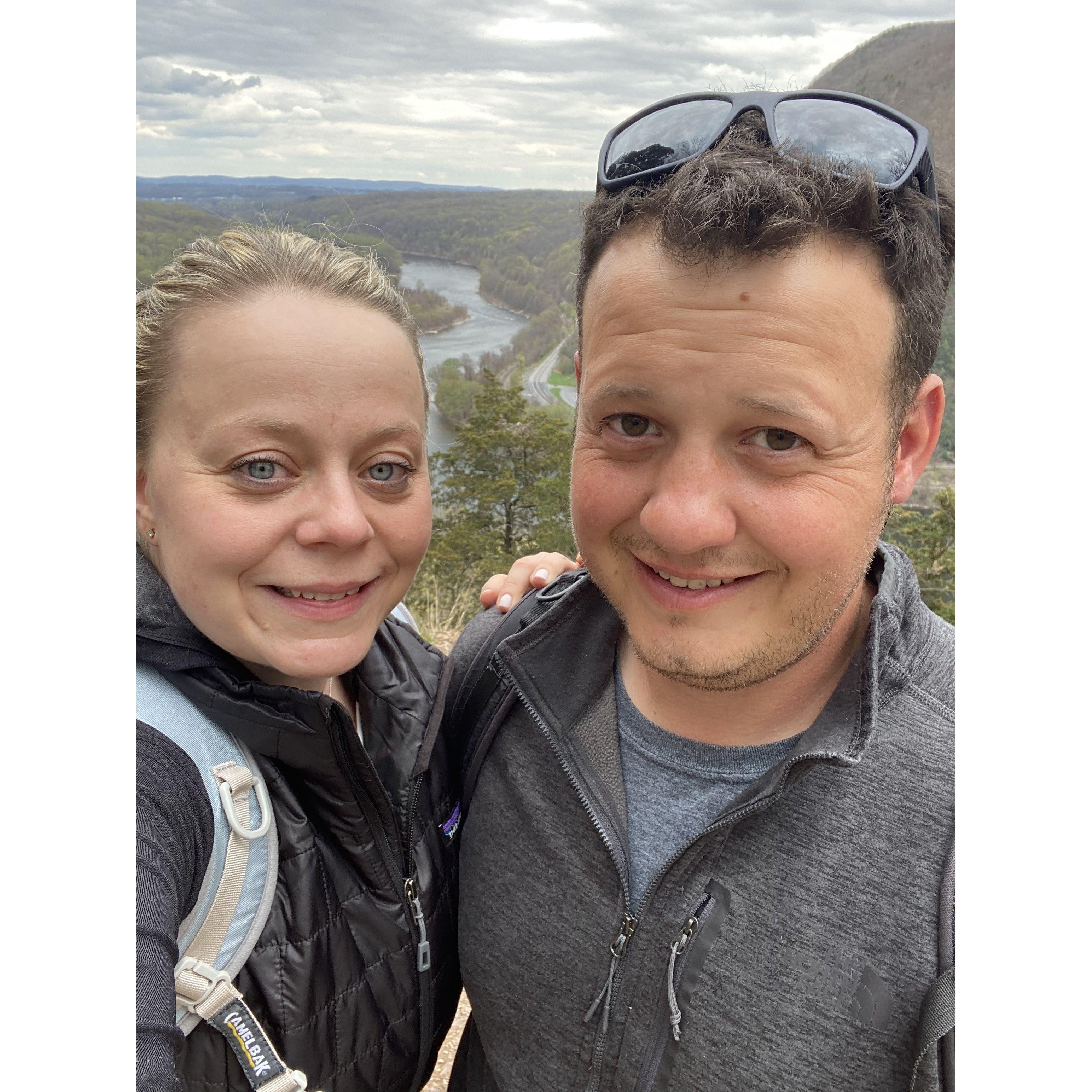 We climbed Mount Tammany, NJ, Spring 2021