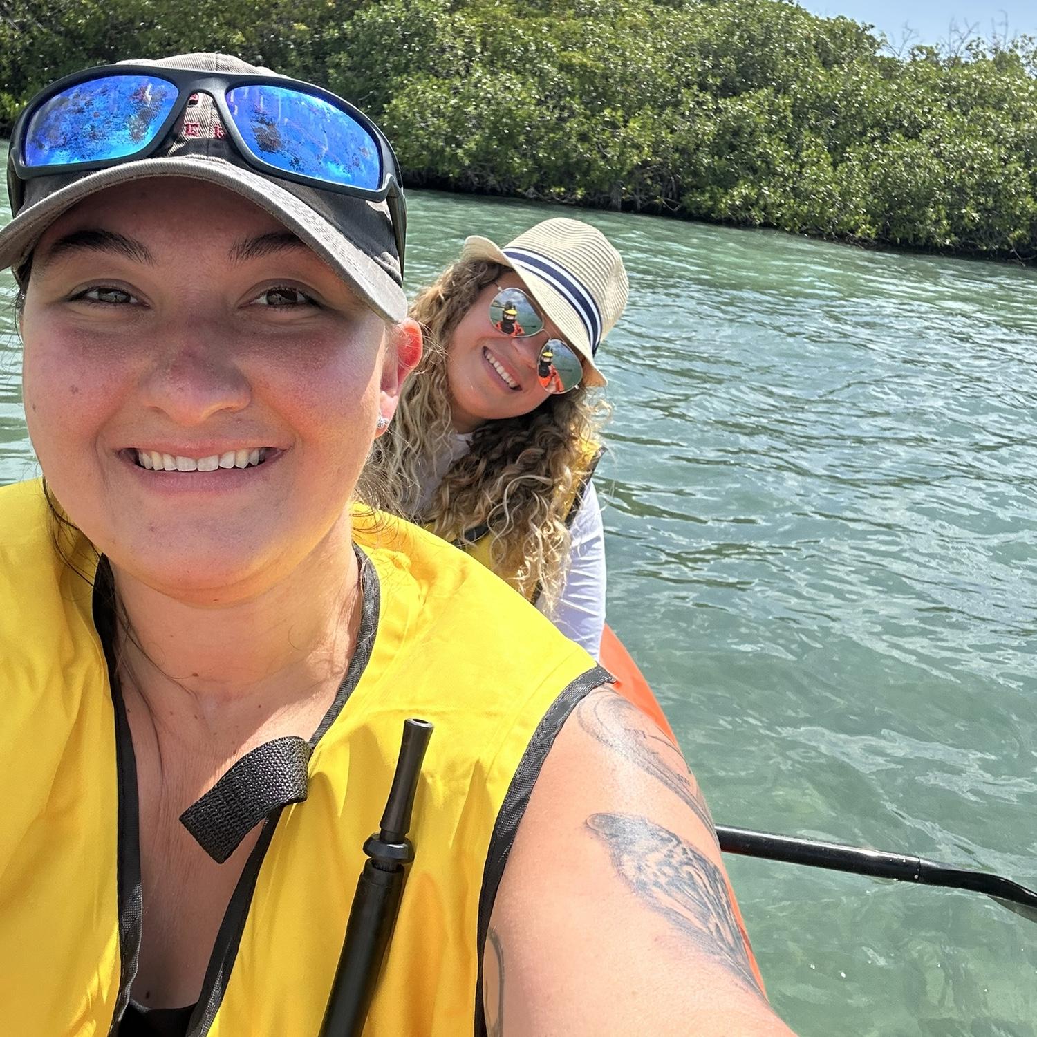 Kayaking was easy on the way down, but so hard on the way back in Aruba!