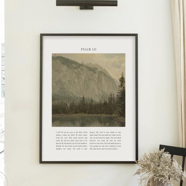Psalm 121 Mountain Landscape | Framed Bible Verse Wall Art | N213