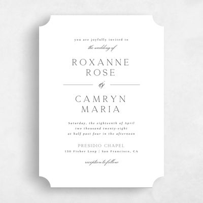 White Wedding Invitation - Zariah Portrait