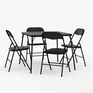 Monroe 5-Piece Folding Padded Card Table and Chairs Set - Black