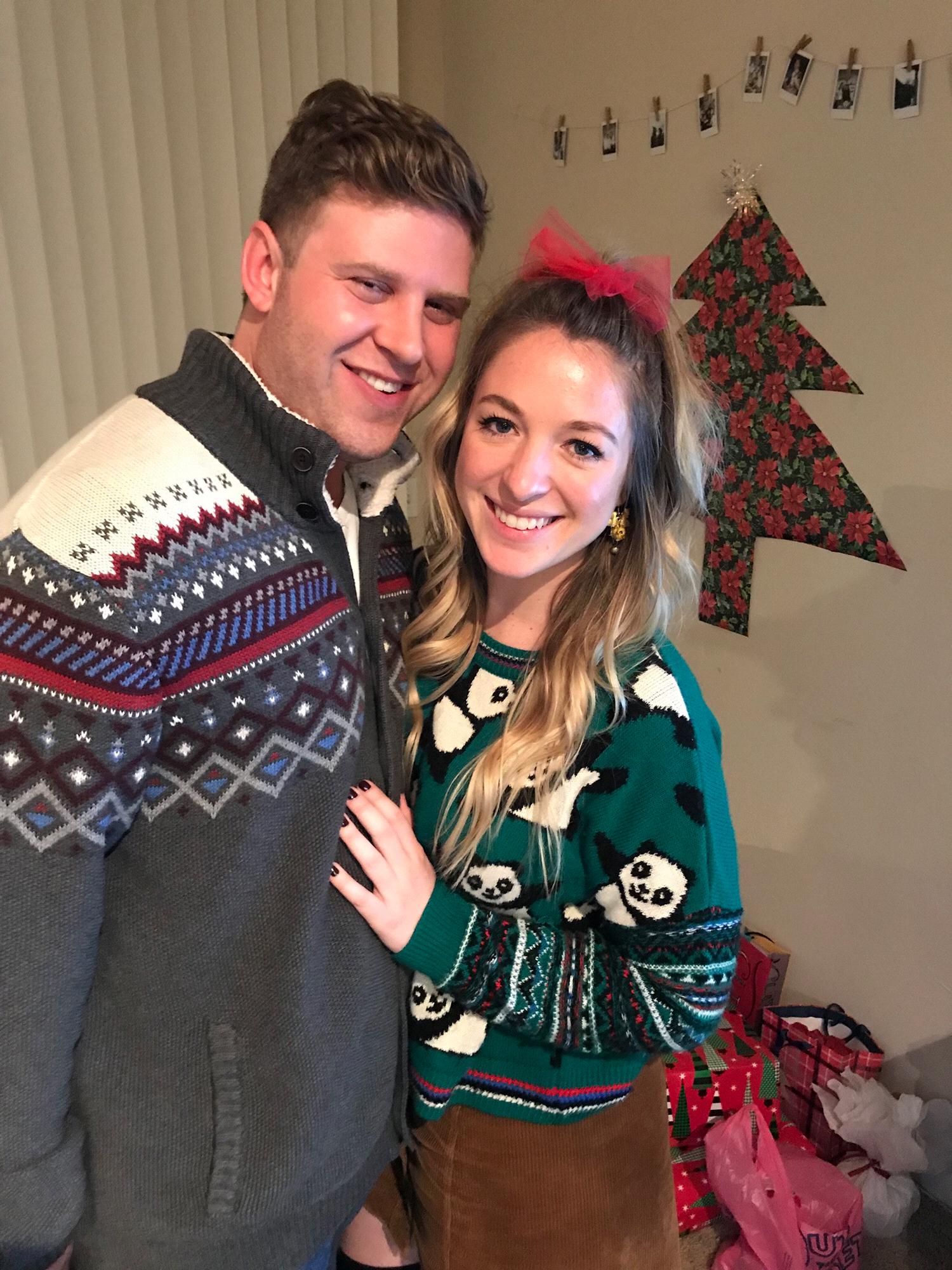 Our first photo! Tacky Sweater Holiday Party