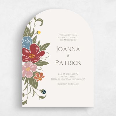Red Arch Wedding Invitation - Glenarden Portrait