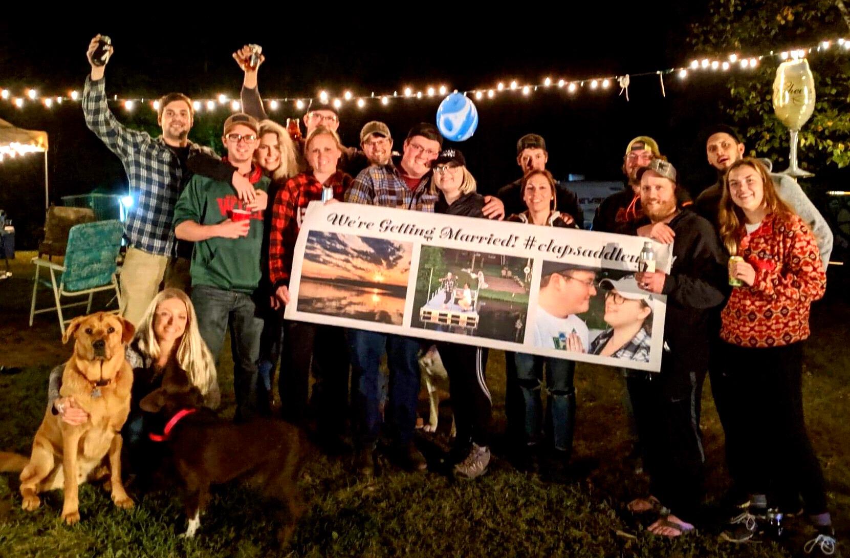 Our engagement party at Cory’s family land