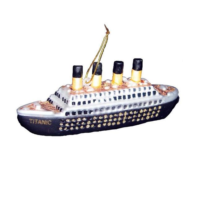 Kurt Adler 5-Inch Noble Gems Glass Titanic Ornament,Anniversary