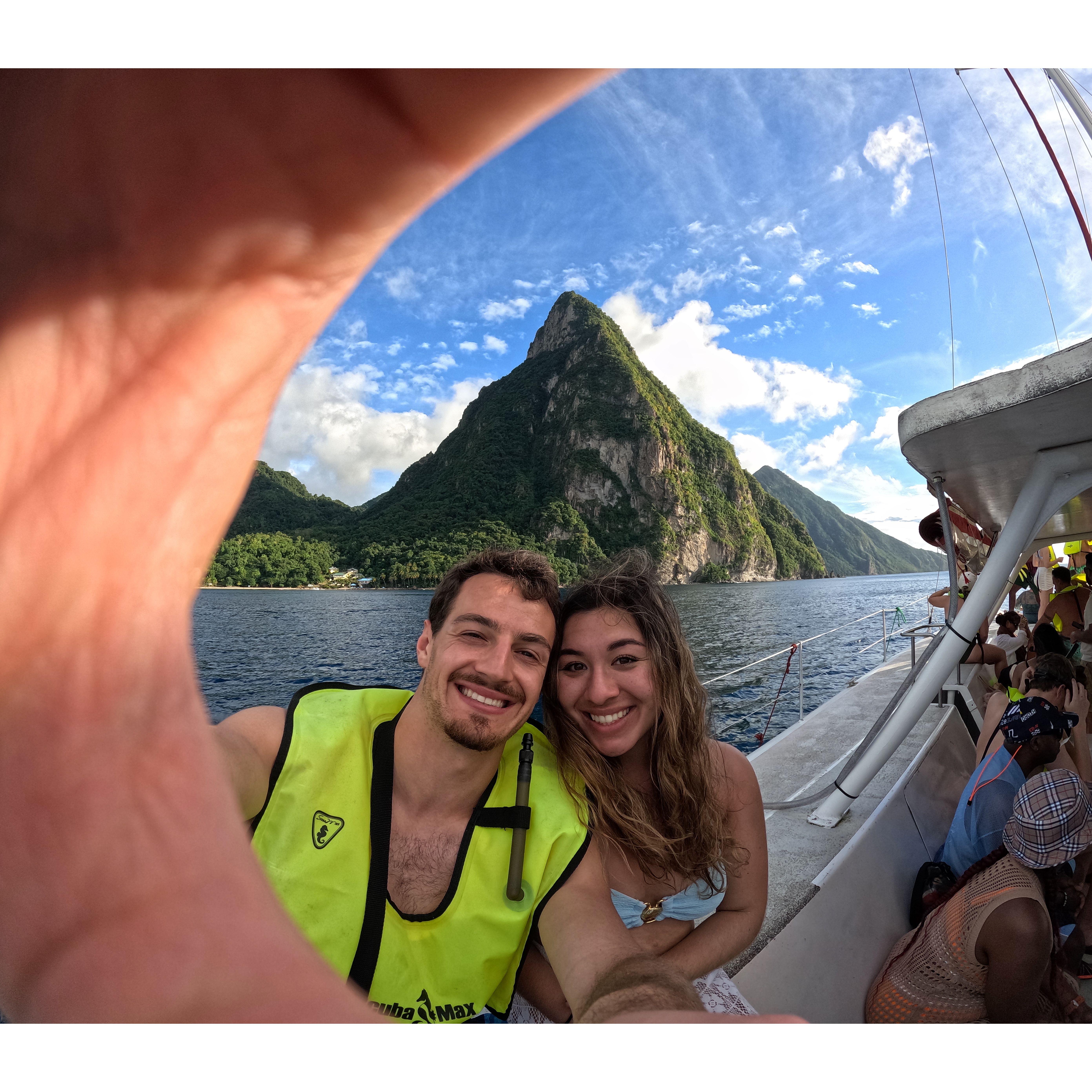 The famous Pitons in St. Lucia!