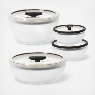 8-Piece Compact Frosted Glass Cookware & Storage Set