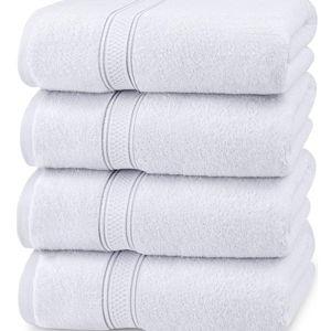 Utopia Towels 16 Pack Premium WHITE Bath Towels Set, (27 x 54 Inches) 100% Ring Spun Cotton 600GSM, Lightweight and Highly Absorbent Quick Drying Towels, Perfect for Daily Use (White)