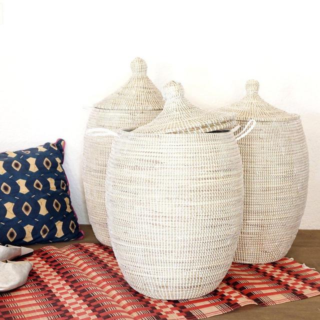 Laundry Basket (L) in plain white / African Basket / Laundry hamper