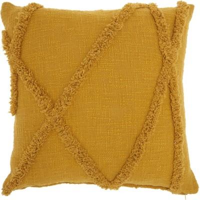 Life Styles Distressed Diamond Throw Pillow Mustard - Nourison