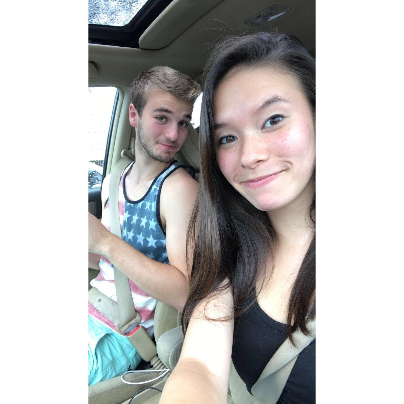 This was a picture from the first few months after we started dating! Knowing us, we were on our way to our beloved Wegmans <3