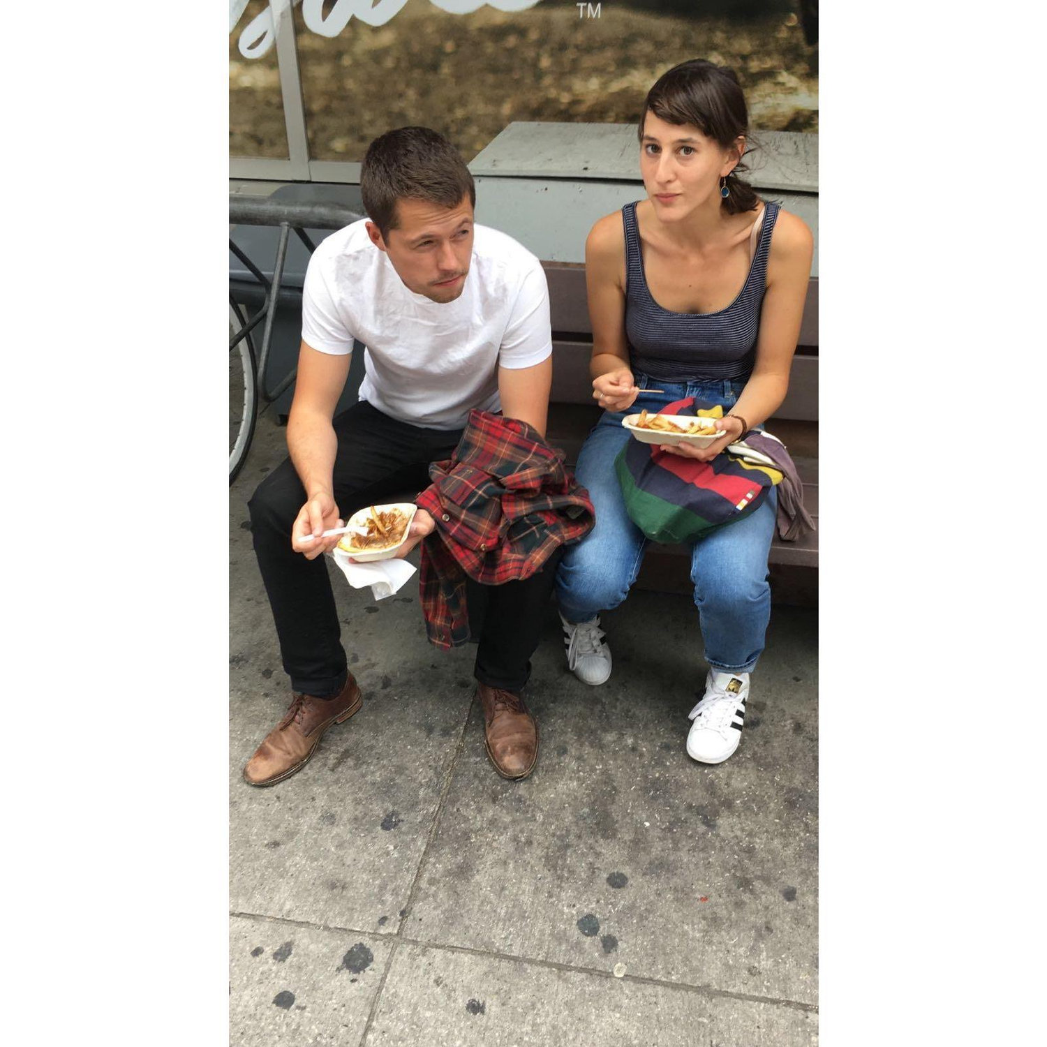 In Toronto, having some poutine outside of the MEC store on I want to say Queen Street? I know I don't know what we were thinking having poutine in Toronto I'M SORRY.