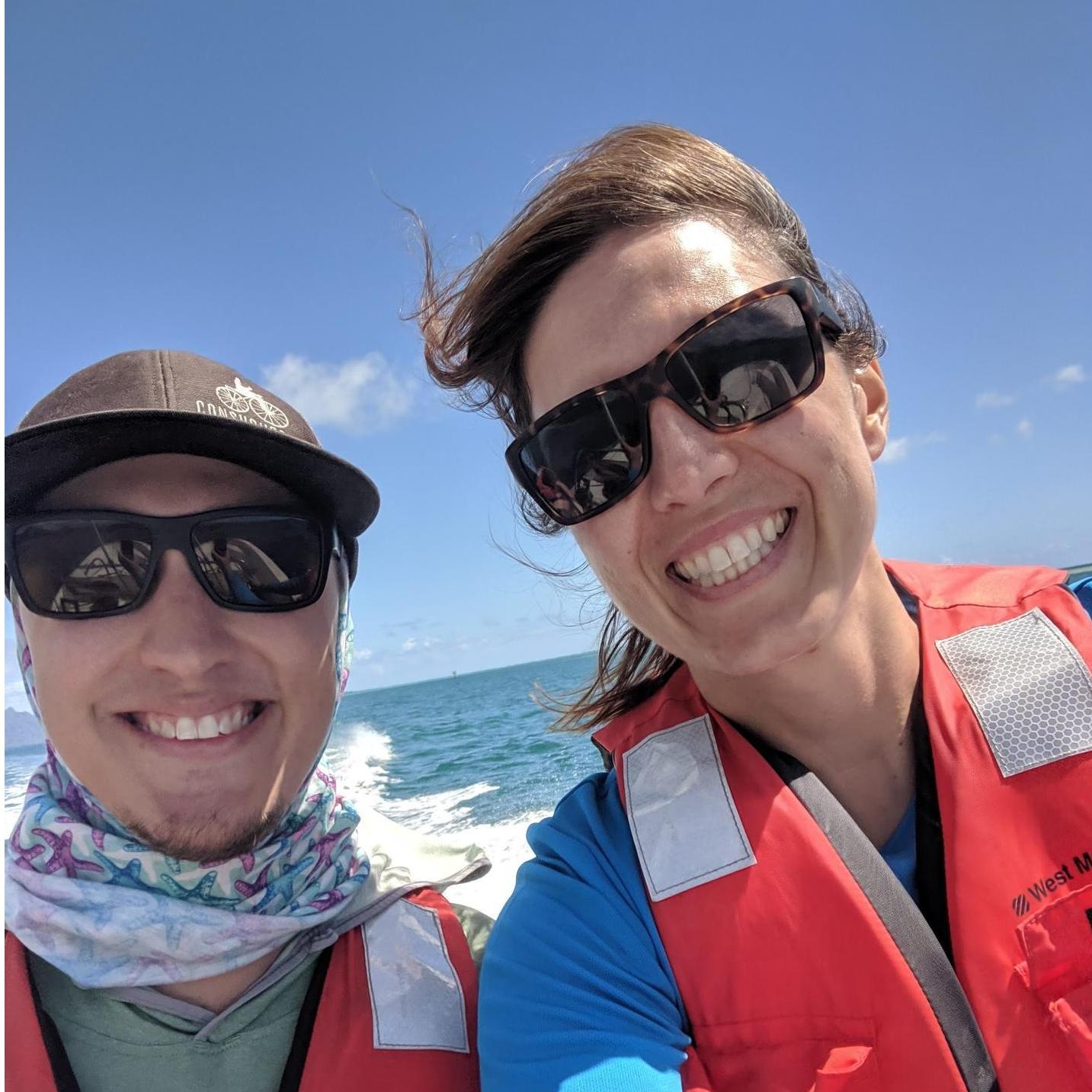 Kelle's research brings her to the open ocean off of Oʻahu on a regular basis. Evan gets to tag along driving the boat around to scoop up water