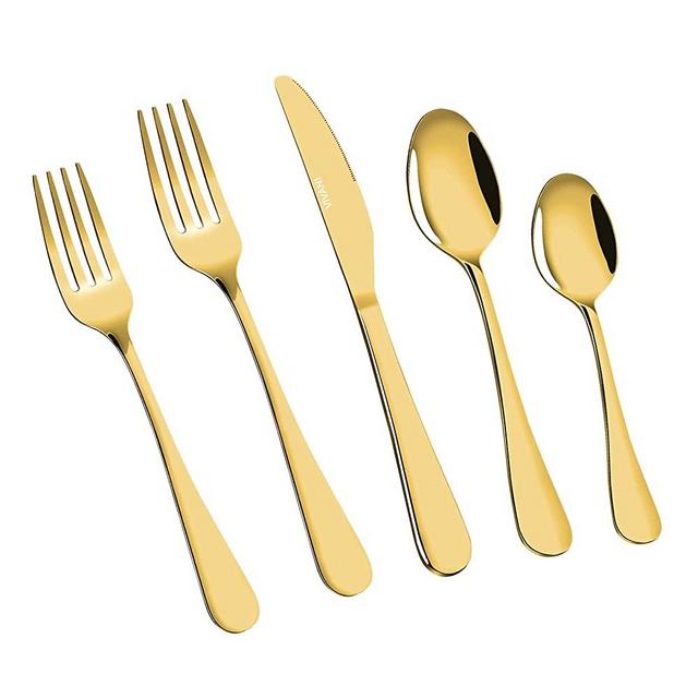 VIVANI Gold Silverware Set for 8, 40-Piece Stainless Steel Flatware Sets, Gold Utensils Set, Cutlery Set, Knife Spoons and Forks Set for Home Restaurant, Dishwasher Safe (V002)