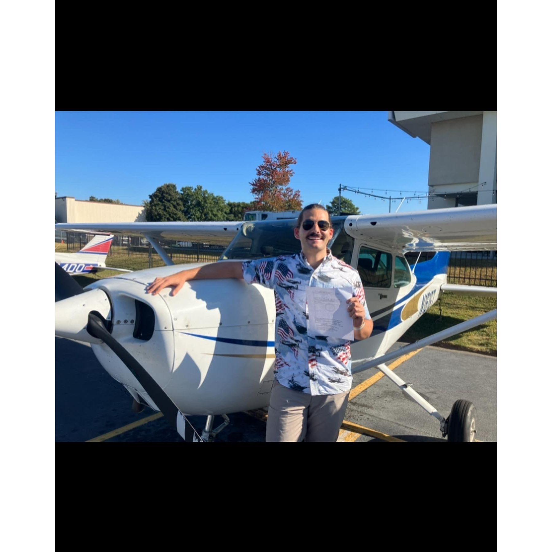 Matthew after passing his instructor checkride
