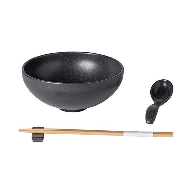 Casafina Pacifica Collection Stoneware Ceramic Ramen Bowl Set (Seed Grey)