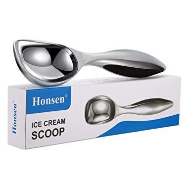 Honsen Solid Stainless Steel Ice Cream Scoop with Thickening Handle