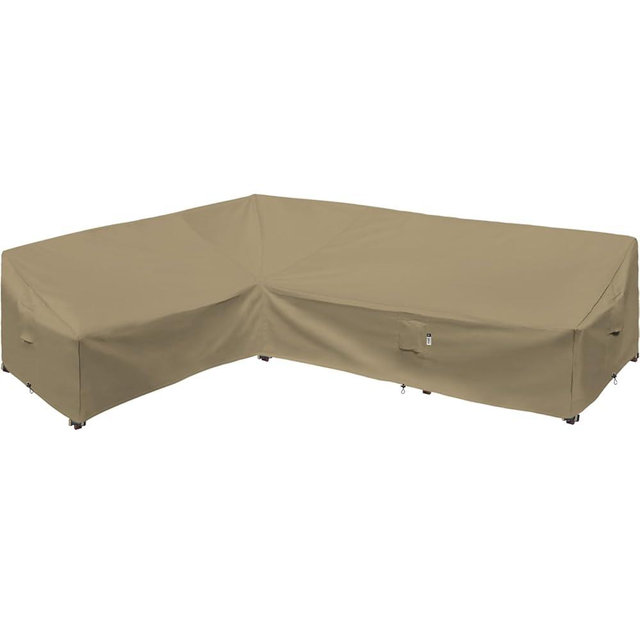 Flexiyard Heavy Duty Outdoor Sectional Sofa Cover, 90"X120" Waterproof 600D Patio Sectional Couch Cover, Lawn Patio Furniture Cover (Desert Khaki, L-Shaped-Left Facing-90 x120)