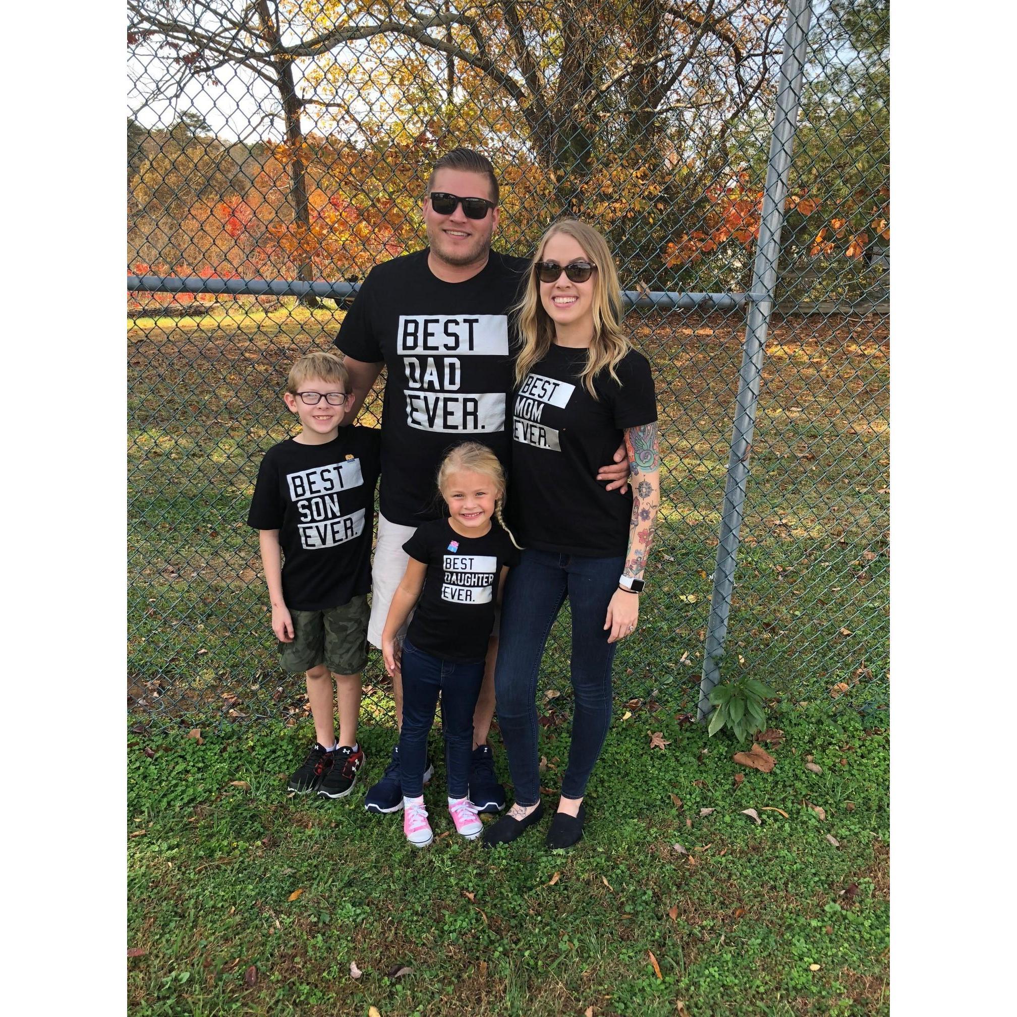 cheesy family photo