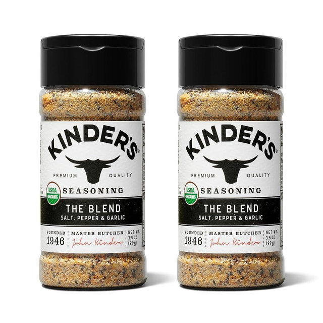 Kinder's Organic The Blend (Salt, Pepper and Garlic), Premium Quality Seasoning, MSG Free and USDA Certified Organic, 3.5oz 2 Pack