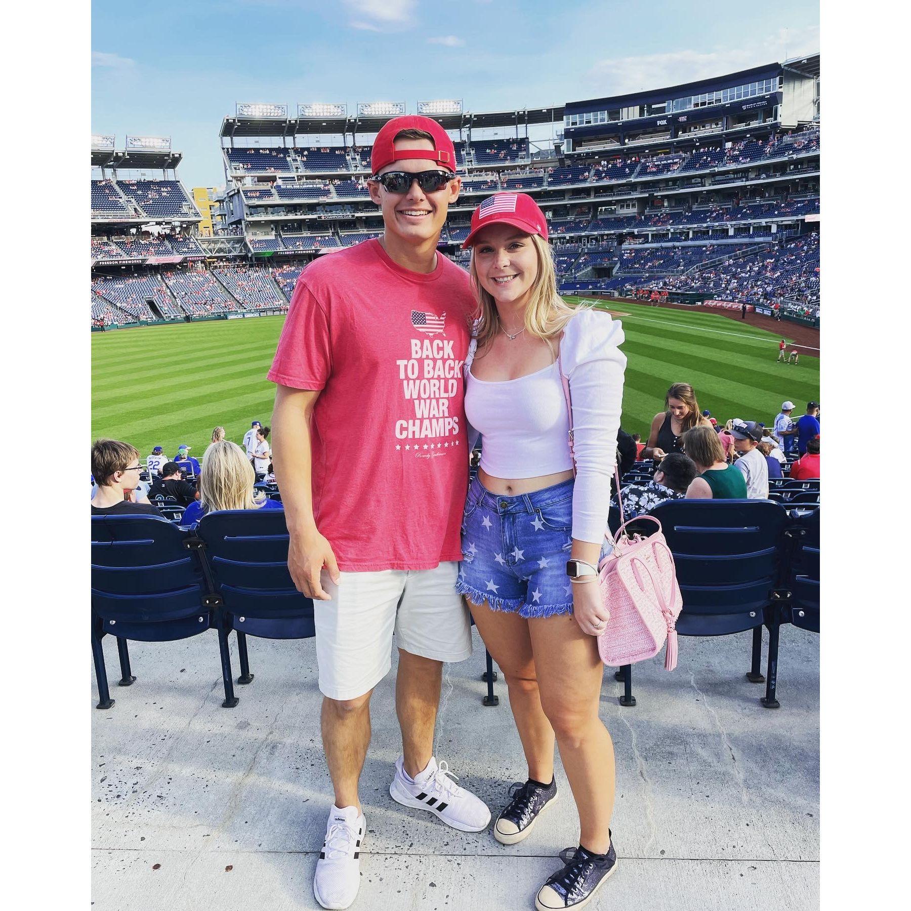 Lexie's first time seeing Will after he moved to Quantico, VA. They went to a Nationals game on 4th of July weekend!