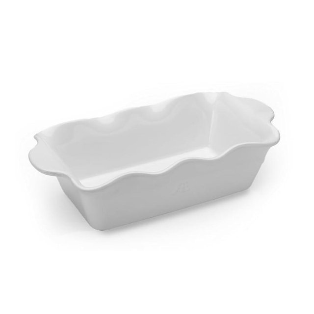 Ashley Elaine 9"x5" Ceramic Fluted Loaf Pan for Baking Bread, Cakes, and Casseroles- Non-stick, Easy to Clean, Elegant Bakeware with Embossed Logo, Oven & Dishwasher Safe (Sugar White)