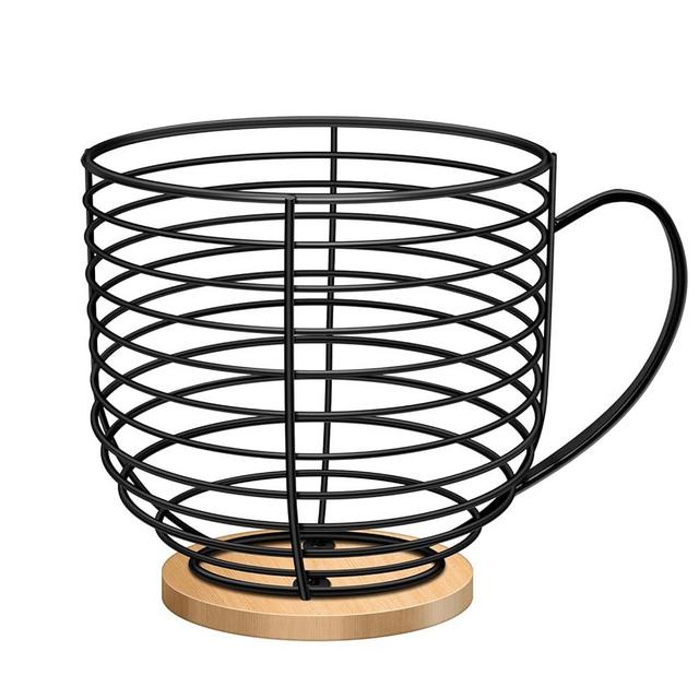 BYTEAIDREX Coffee Pod Holders for Counter - K Cup Holders for Counter - Coffee Pods Storage Organizer - Coffee Bar Accessories - Large Capacity Black Wire Kup Storage with Wooden Base.