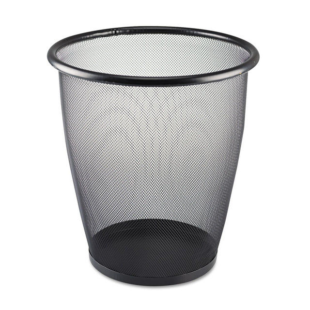 Safco Onyx Round Mesh Wastebasket Steel Mesh 5gal Black 9717BL