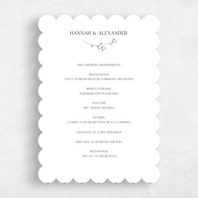 White Scalloped Wedding Program - Luana