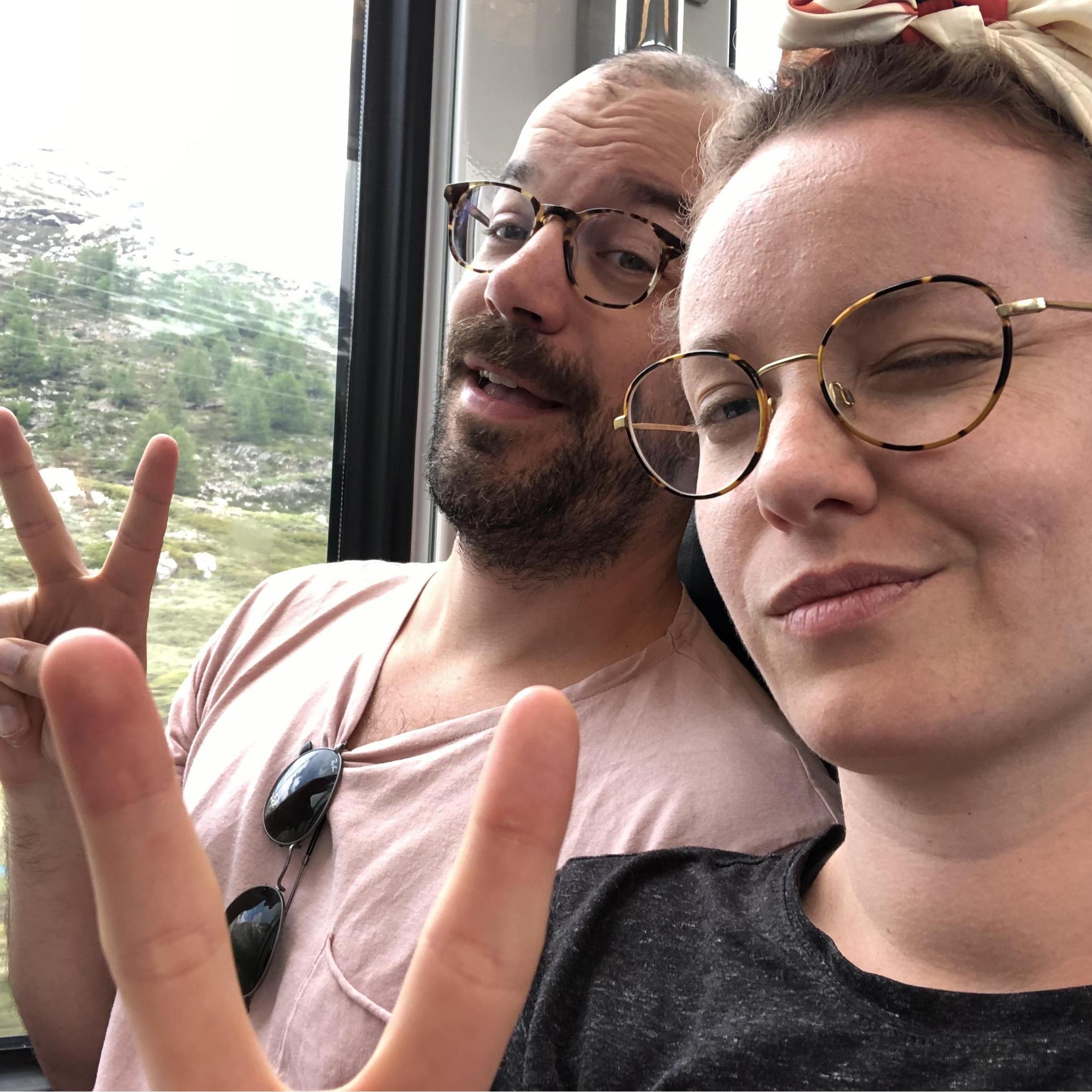 On a train through the Alps