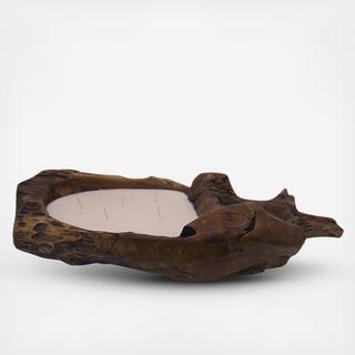 Large Oval Wood Carved Candle