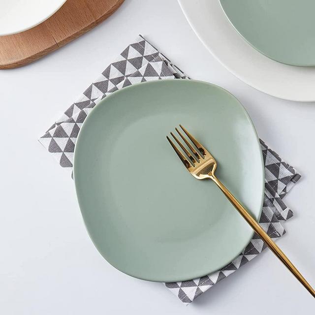 Stone Lain Delilah Salad Plate 6-Piece Dish Set, Porcelain, Honeydew
