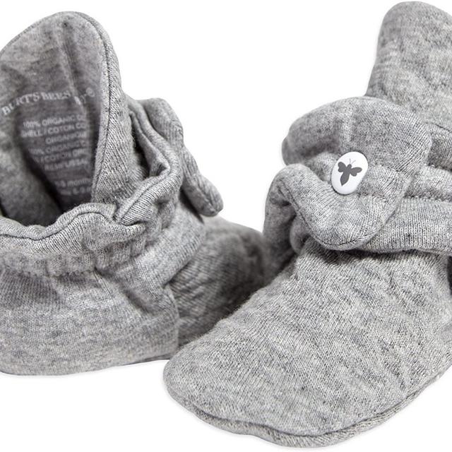 Burt's Bees Baby Unisex Baby, Boys Girls Quilted Booties, 100% Organic Cotton, Heather Grey 0-3 Months