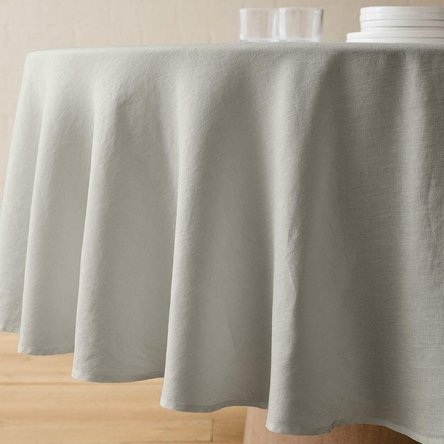 European Linen Round Tablecloth, Celadon, 100in