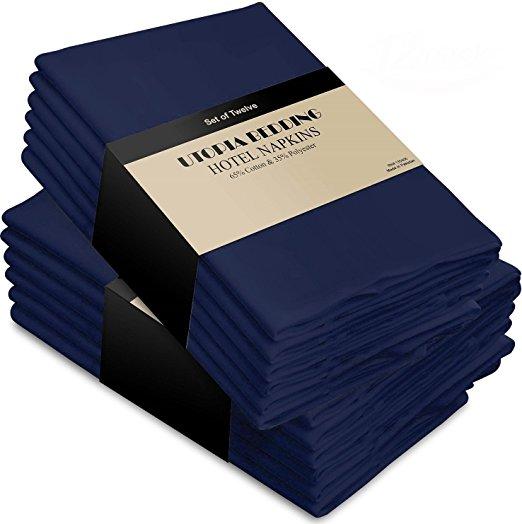 Cotton Dinner Napkins Navy-Blue - 12 Pack (18 inches x18 inches) Soft and Comfortable - Durable Hotel Quality - Ideal for Events and Regular Home Use - by Utopia Bedding