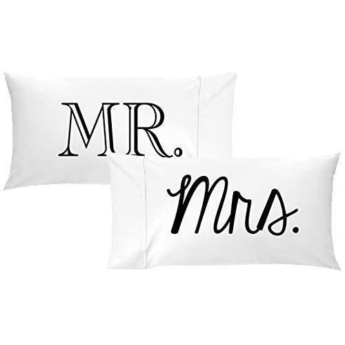 Oh, Susannah Mr and Mrs Pillow Cases Gift for Couples Wedding Decoration Bride and Groom for Her or Him His and Hers Gifts (Two 20x40 King Size Pillowcases) Girlfriend Gifts