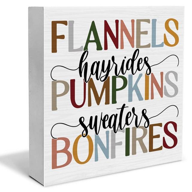 Fall Decor Farmhouse Fall Decorations Autumn Thanksgiving Wooden Block Sign Home Indoor Decor 5 x 5 Inches
