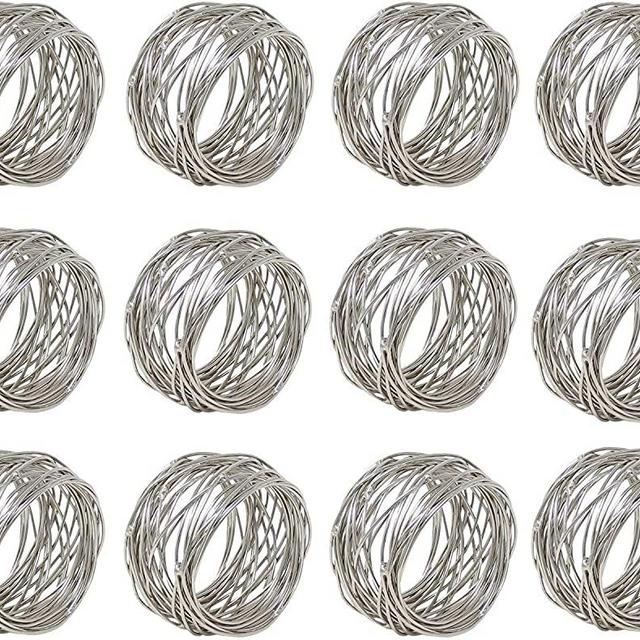 Divine glance Metal Round Mesh Napkin Rings for Weddings Dinner Parties or Every Day Use (Dia-2 Inch, Pack of 12, Silver)