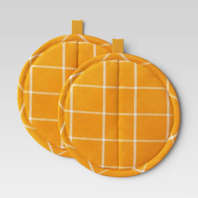 2pk Yarn Dyed Woven Pot Holders Yellow - Room Essentials™