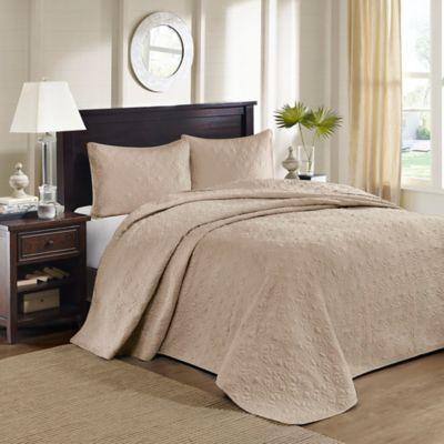 Madison Park Quebec Reversible Queen Bedspread Set in Grey
