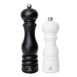 Peugeot - Paris u’Select Salt and Pepper Mill Set - 9in Matte Black Pepper Mill & 7in Matte White Salt Mill - Adjustable Salt & Pepper Grinders